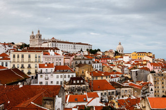 空中视图Alfama季度里斯本葡萄牙