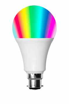 孤立的聪明的彩色领导灯泡刺刀连接器风格灯