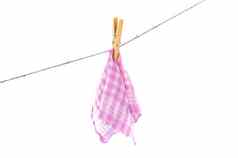 粉红色的手帕干燥绳子