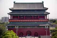 红色的鼓塔北京中国