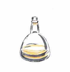 装饰瓶孤立的白色背景复古的玻璃水彩手绘插图