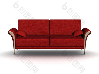红色的皮革沙发室内图像