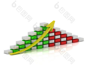 业务增长图表白色红色的绿色块棋盘模式