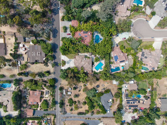 空中视图<strong>大规模</strong>的富有的住宅别墅游泳池