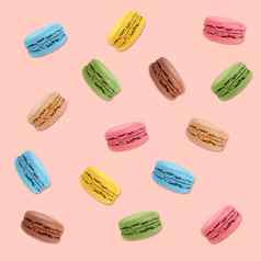 模式多色macaron饼干粉红色的