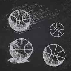 篮球球草图集黑板上