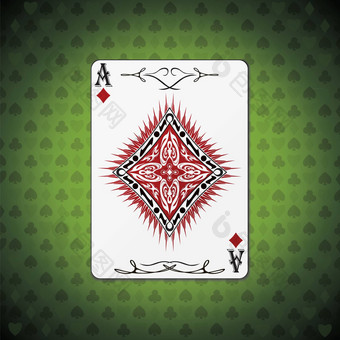 王牌钻石扑克卡片绿色背景