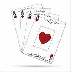 王牌黑桃王牌心王牌钻石王牌俱乐部扑克卡片孤立的白色背景