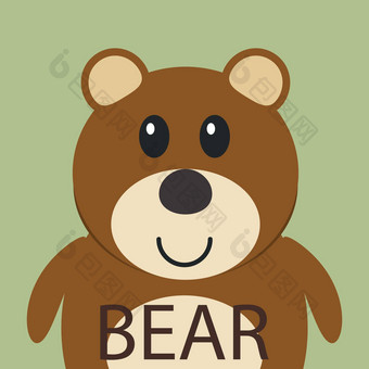 可爱的棕色（的）熊卡通平图标化身