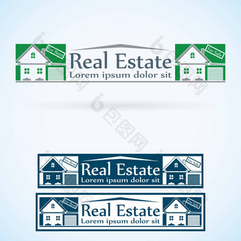 真正的房地产向量标志设计模板颜色集房子摘要概念图标<strong>物业</strong>建设体系结构象征
