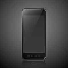 现实的移动电话智能手机现代风格黑暗背景反射