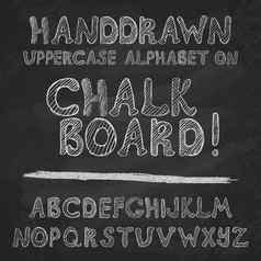 手画字母设计粉笔董事会粗糙的向量字体。大写字母信