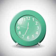 绿色现实的小时模拟时钟灰色背景