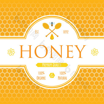 蜂蜜标签模板蜂蜜标志产品蜜蜂下降蜂蜜蜂窝及模式背景