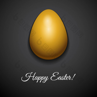 快乐复活节问候卡设计有创意的黄金光滑的复活节蛋黑暗背景标志快乐复活节向量插图