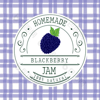 小时标签设计模板黑莓甜点产品手画勾勒出水果背景涂鸦向量黑莓插图品牌身份