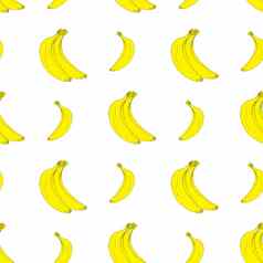 水果背景无缝的模式手画草图香蕉向量插图