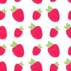 水果背景无缝的模式手画斯凯奇树莓向量插图