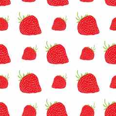 水果背景无缝的模式手画斯凯奇草莓向量插图