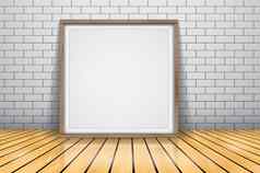 模拟演讲框架招牌站光滑的木地板上白板木框架