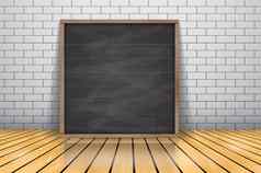 模拟演讲框架招牌站光滑的木地板上黑板木框架