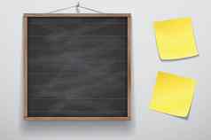模拟演讲框架招牌黄色的贴纸挂墙黑板木框架