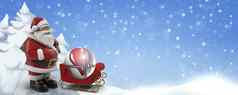 圣诞节医学气球心圣诞老人的雪橇呈现