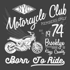 t恤排版设计摩托车向量纽约印刷图形排版向量插图纽约骑手图形设计标签t恤打印徽章徽章海报