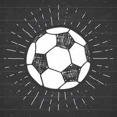 古董标签手画足球足球球草图难看的东西变形复古的徽章排版设计t恤打印向量插图黑板背景