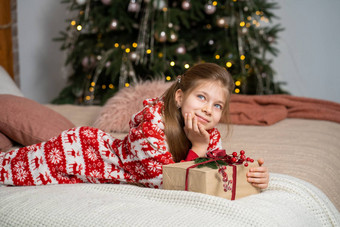 女孩睡衣早期早....发现现在圣诞老人树圣诞节魔法仙女演讲快乐童年