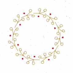 圣诞节花环轮帧集手画涂鸦向量插图