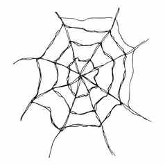 蜘蛛网络手画勾勒出网络向量插图孤立的白色背景
