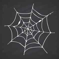 蜘蛛网络手画勾勒出网络向量插图黑板背景