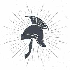 古老的罗马头盔古董标签手画草图难看的东西变形复古的徽章排版设计t恤打印向量插图