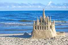 沙子城堡海滩波罗的海海波兰