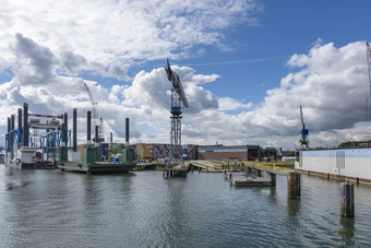 容器船只停泊容器终端港口鹿特丹港口欧洲的最大促进内陆地区