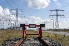 红色的铁路缓冲结束目的地欧罗波特荷兰鹿特丹