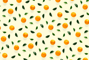 孤立的橘子柑橘类集合背景叶子橘子普通话橙色水果黄色的背景普通话橙色背景