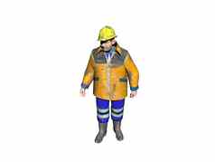建设工人黄色的头盔雨夹克