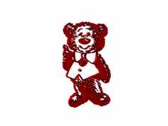 红色的可爱的漫画熊