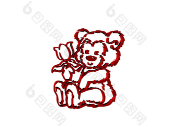 红色的可爱的漫画熊