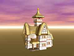 色彩斑斓的卡通矮房子炮塔
