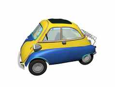 蓝色的黄色的小车伊塞塔城市车