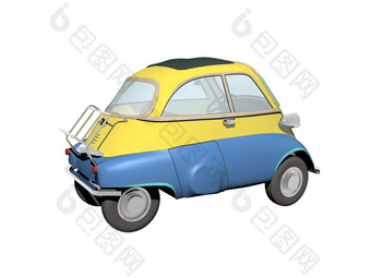 蓝色的黄色的小车伊塞塔城市车