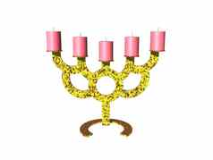 金枝状大烛台粉红色的蜡烛