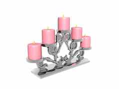 银枝状大烛台粉红色的蜡烛