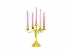金属枝状大烛台粉红色的蜡烛