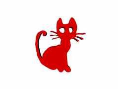 红色的可爱的漫画猫