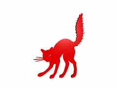 红色的可爱的漫画猫