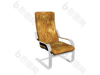 办公室椅子金属框架棕色（的）皮革